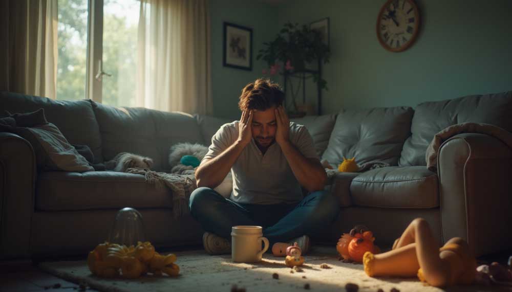 father overwhelmed by parenting